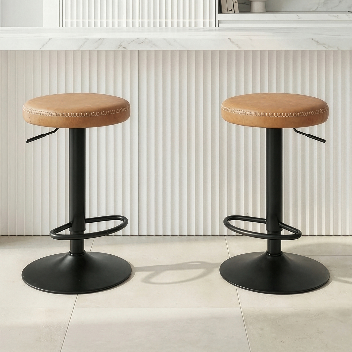 Elwood Faux Leather Adjustable Bar Stools