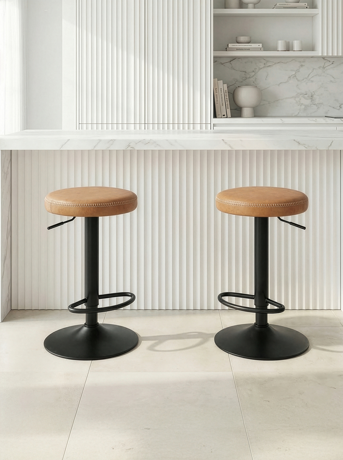 Elwood Faux Leather Adjustable Bar Stools