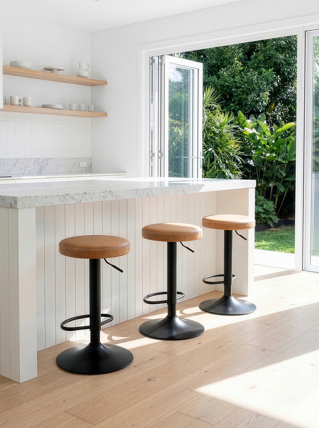 Elwood Faux Leather Adjustable Bar Stools