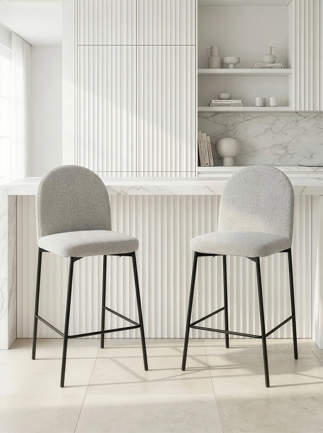 68cm Herve Arch Upholstered Bar Stools