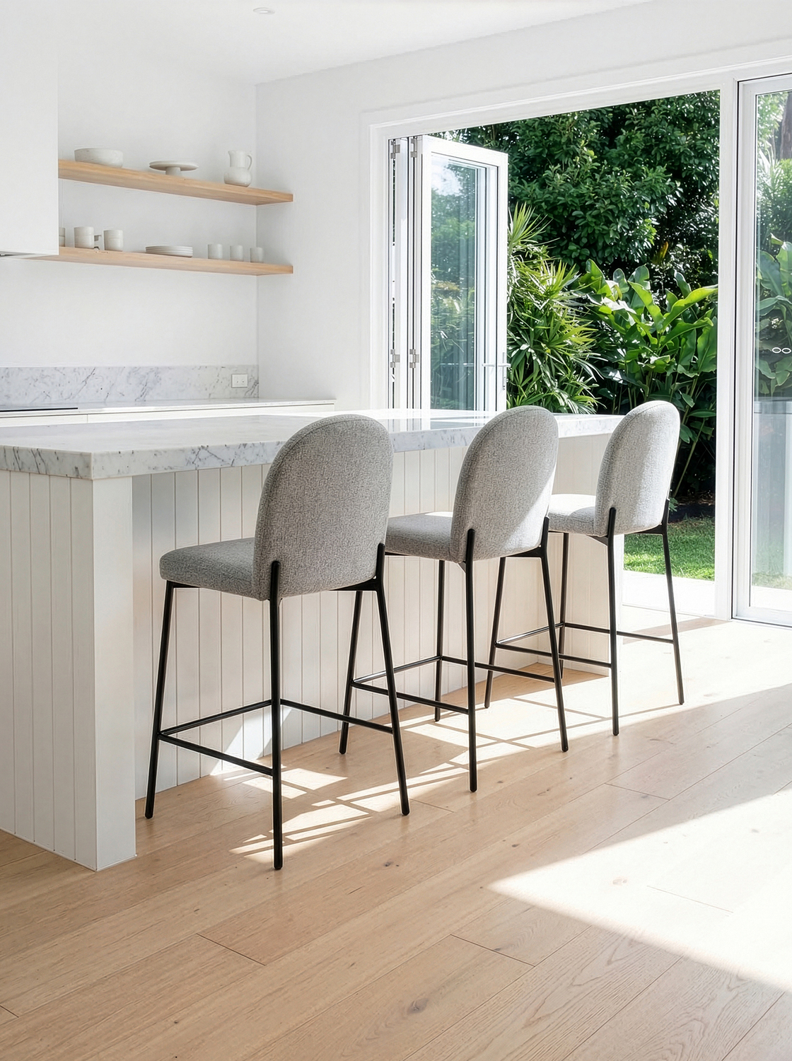 68cm Herve Arch Upholstered Bar Stools