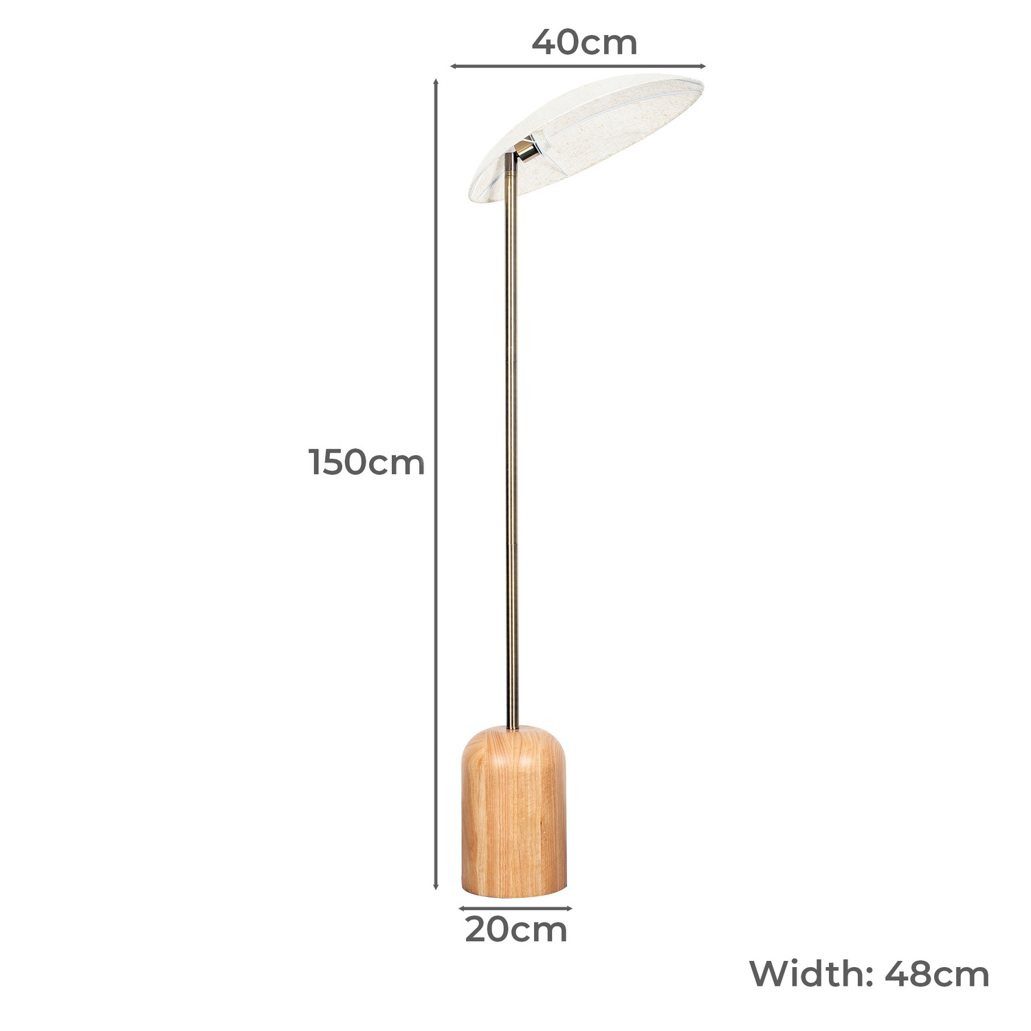 Arthur Asymmetrical Rubberwood & Iron Floor Lamp
