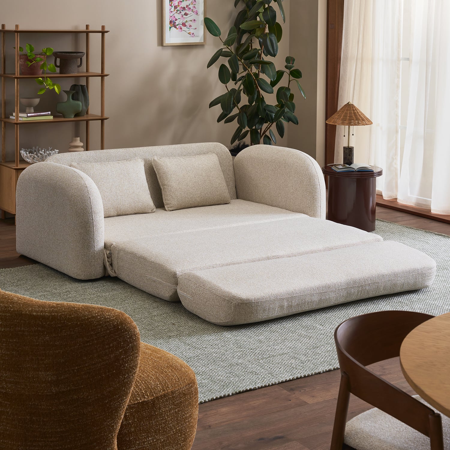 Georgia 3 Seater Queen Boucle Sofa Bed