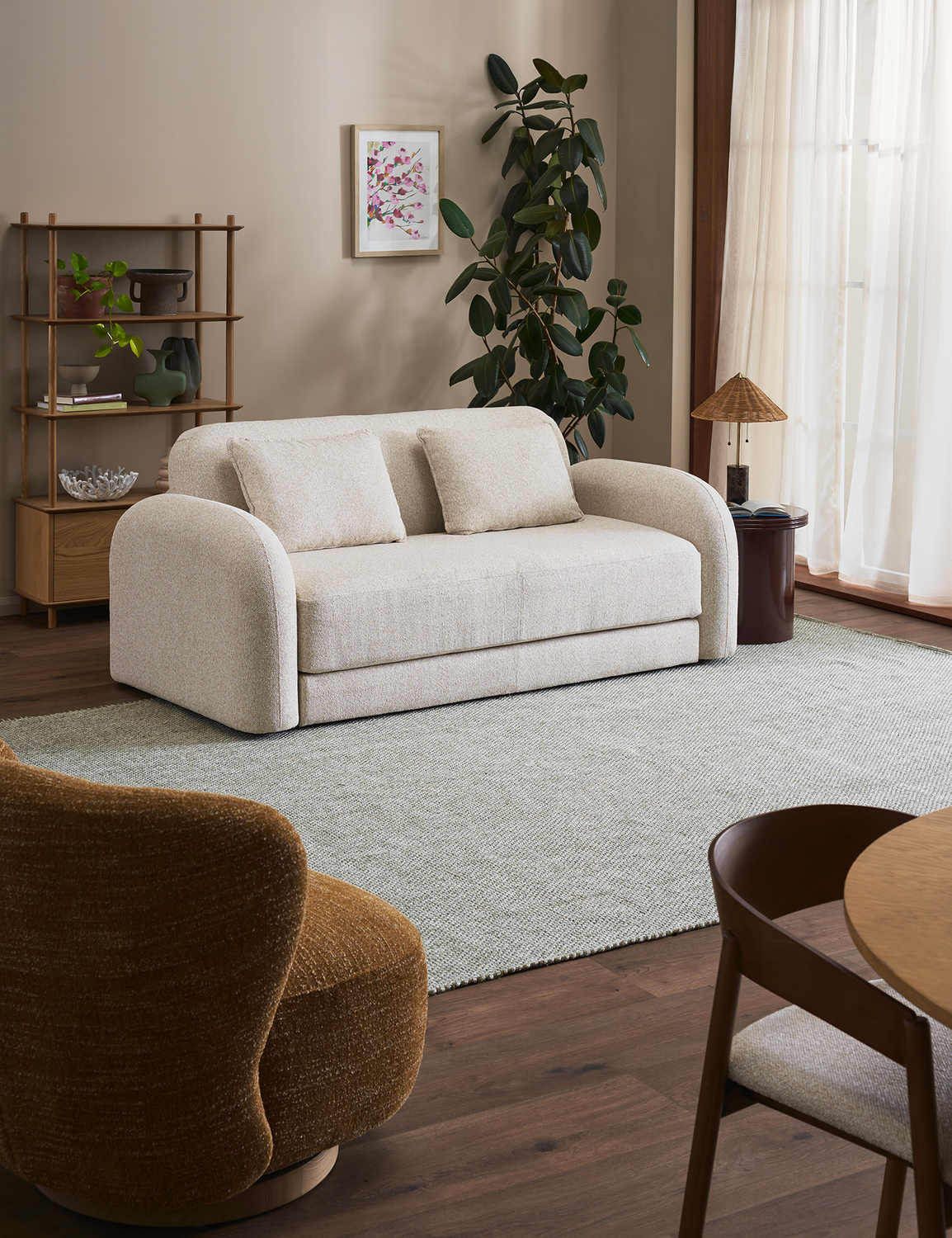 Georgia 3 Seater Queen Boucle Sofa Bed