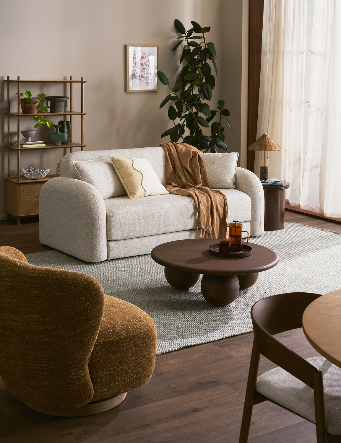 Georgia 3 Seater Queen Boucle Sofa Bed