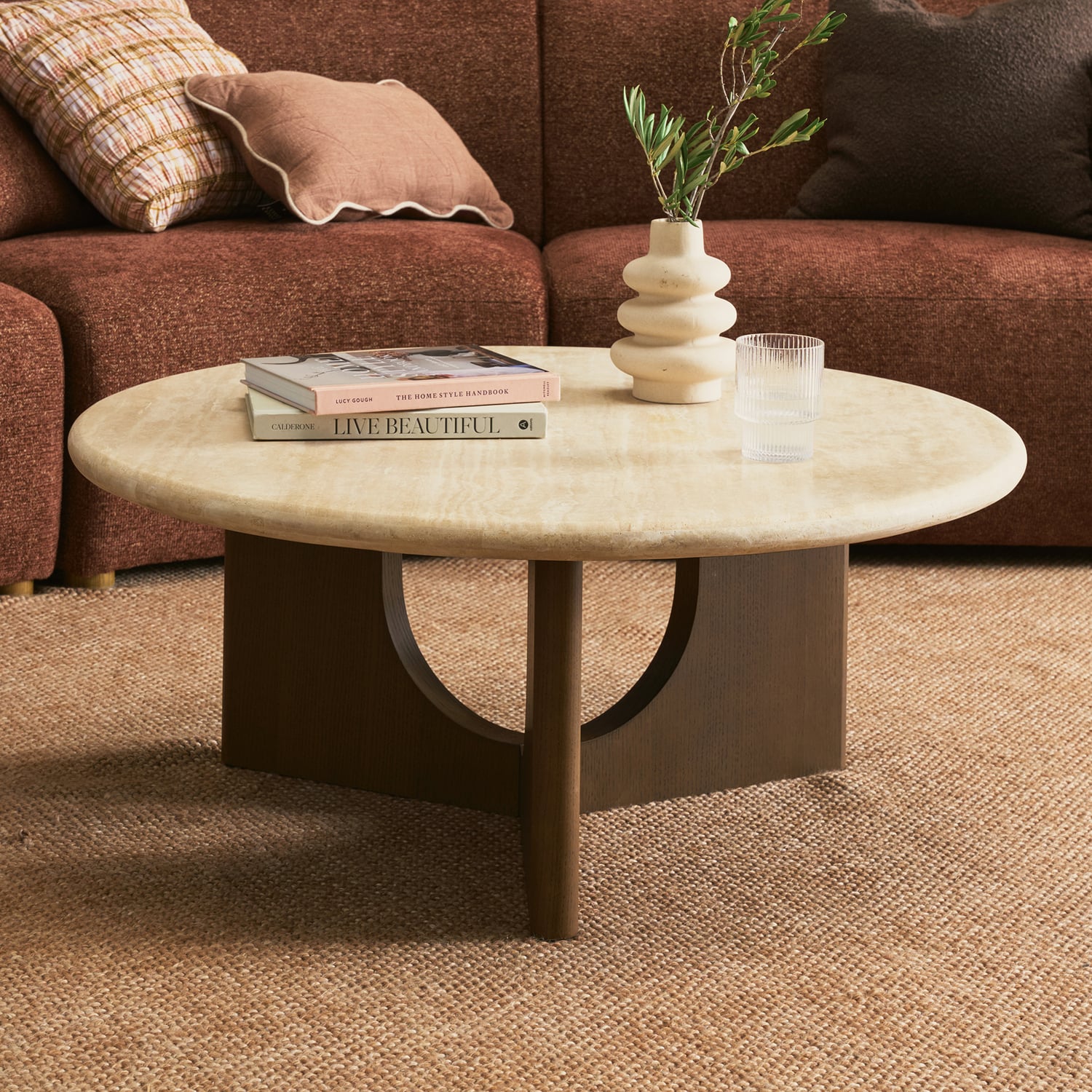Annalisa Travertine Stone Coffee Table