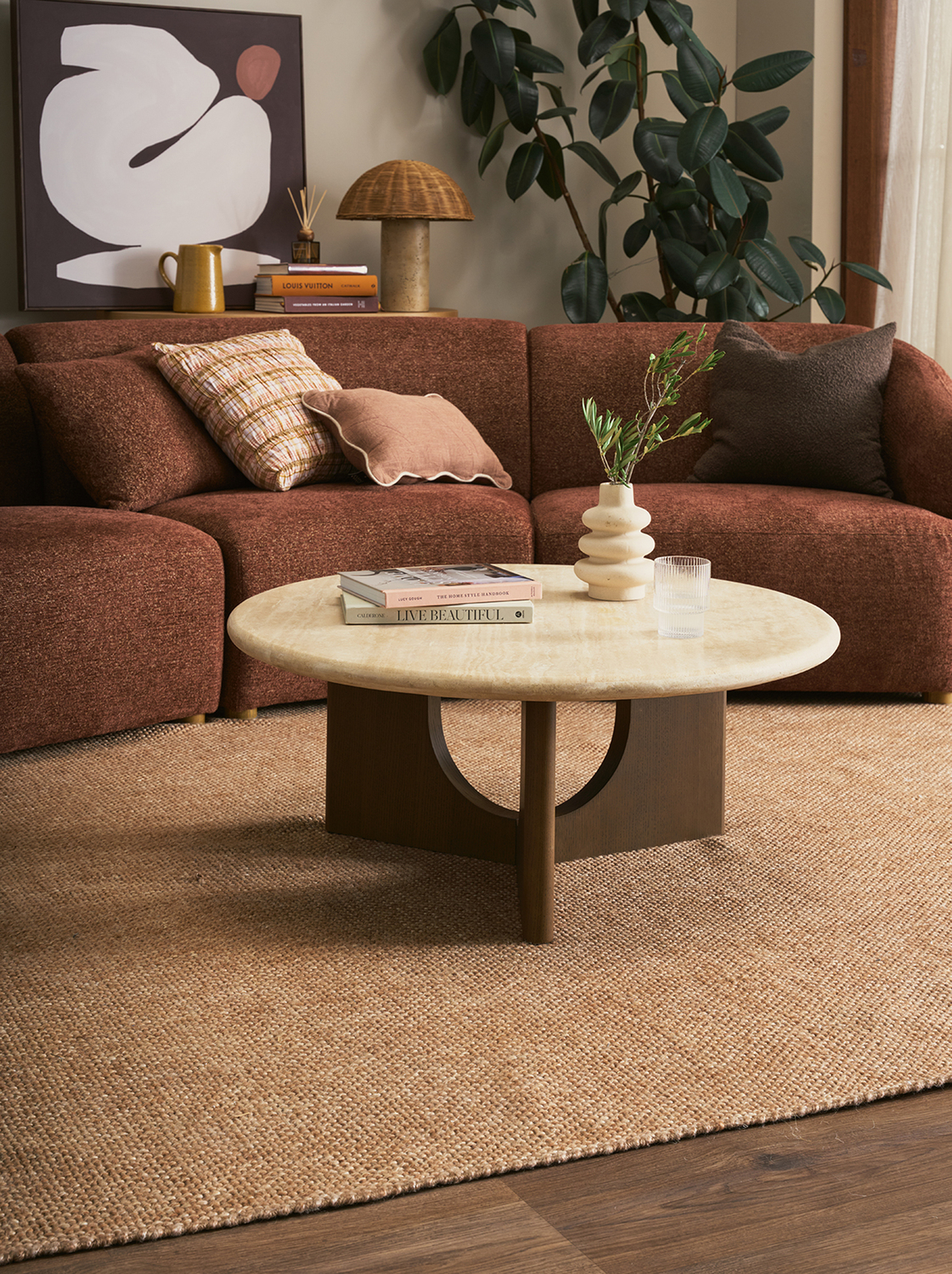 Annalisa Travertine Stone Coffee Table