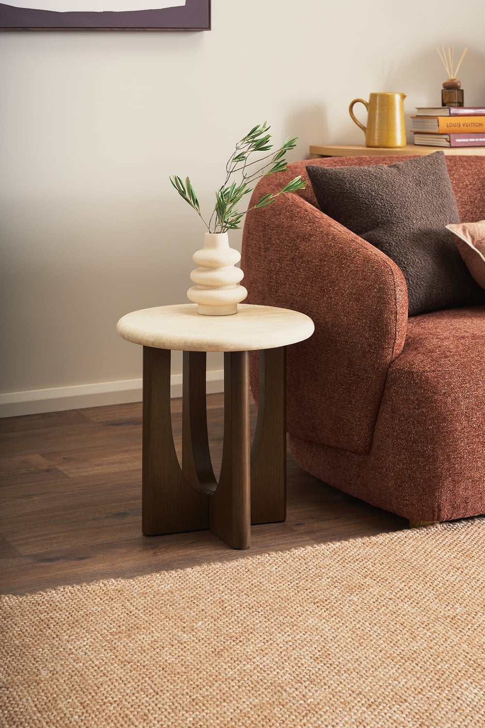 Annalisa Travertine Stone Side Table