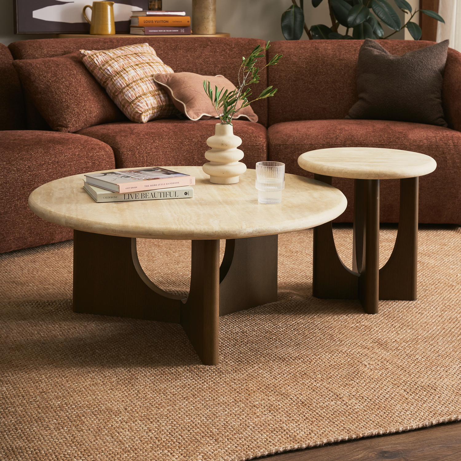 Annalisa Travertine Stone Side Table