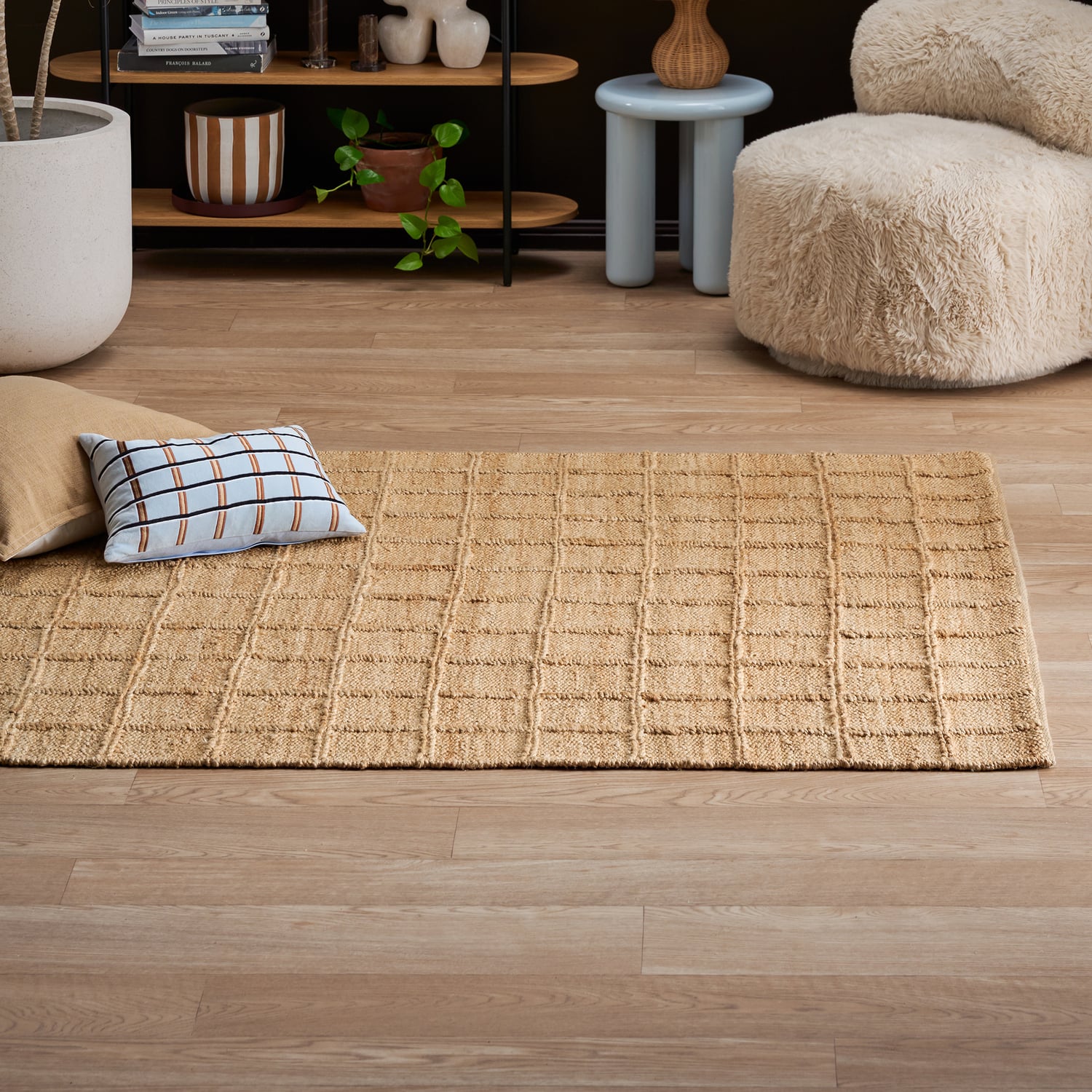 Gabi Grid Hand-Woven Jute Rug
