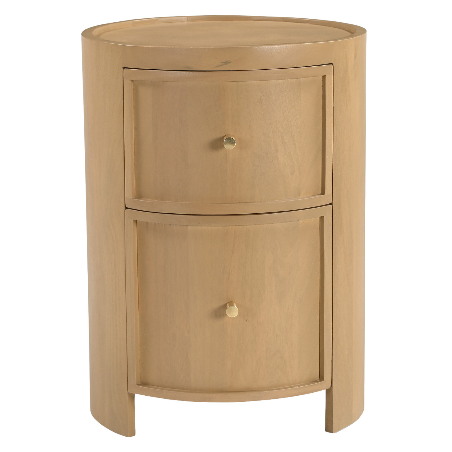 Romy Round Mango Wood Bedside Table
