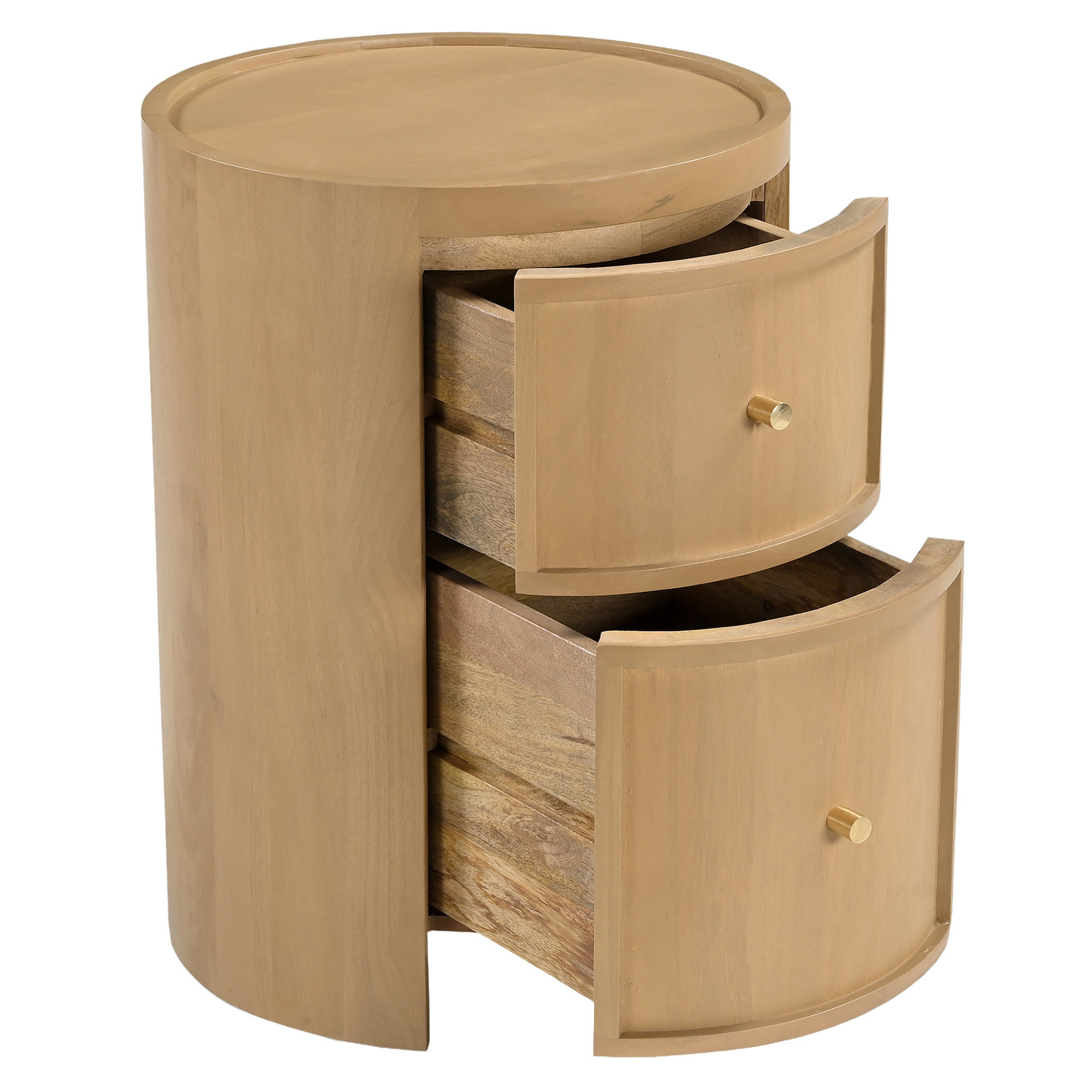 Romy Round Mango Wood Bedside Table