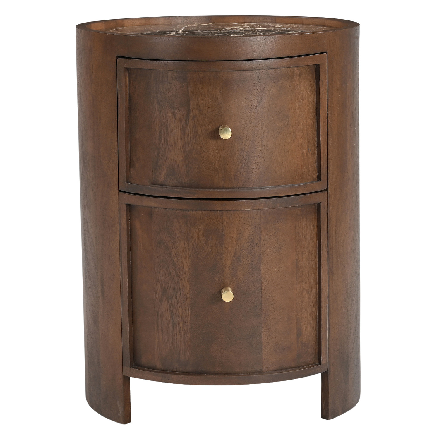 Romy Round Marble & Mango Wood Bedside Table