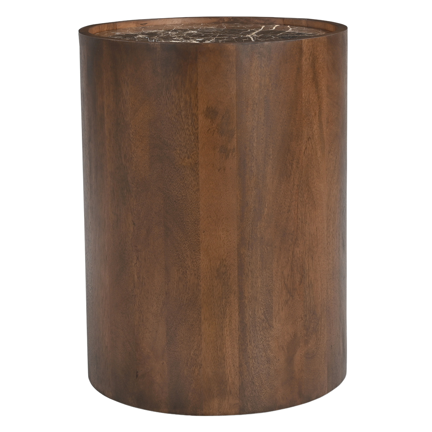 Romy Round Marble & Mango Wood Bedside Table