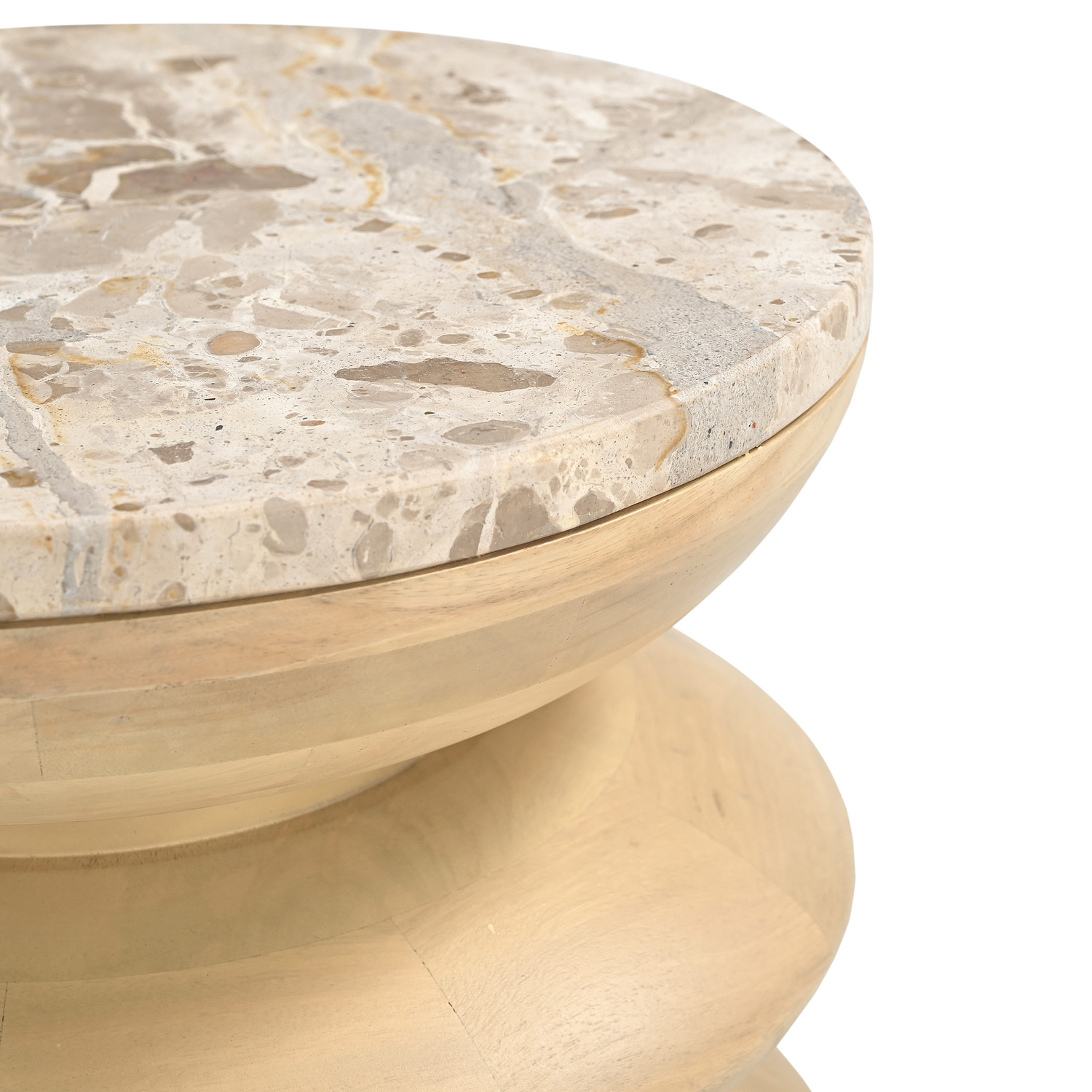 Eliza Tendu Marble & Mango Wood Side Table