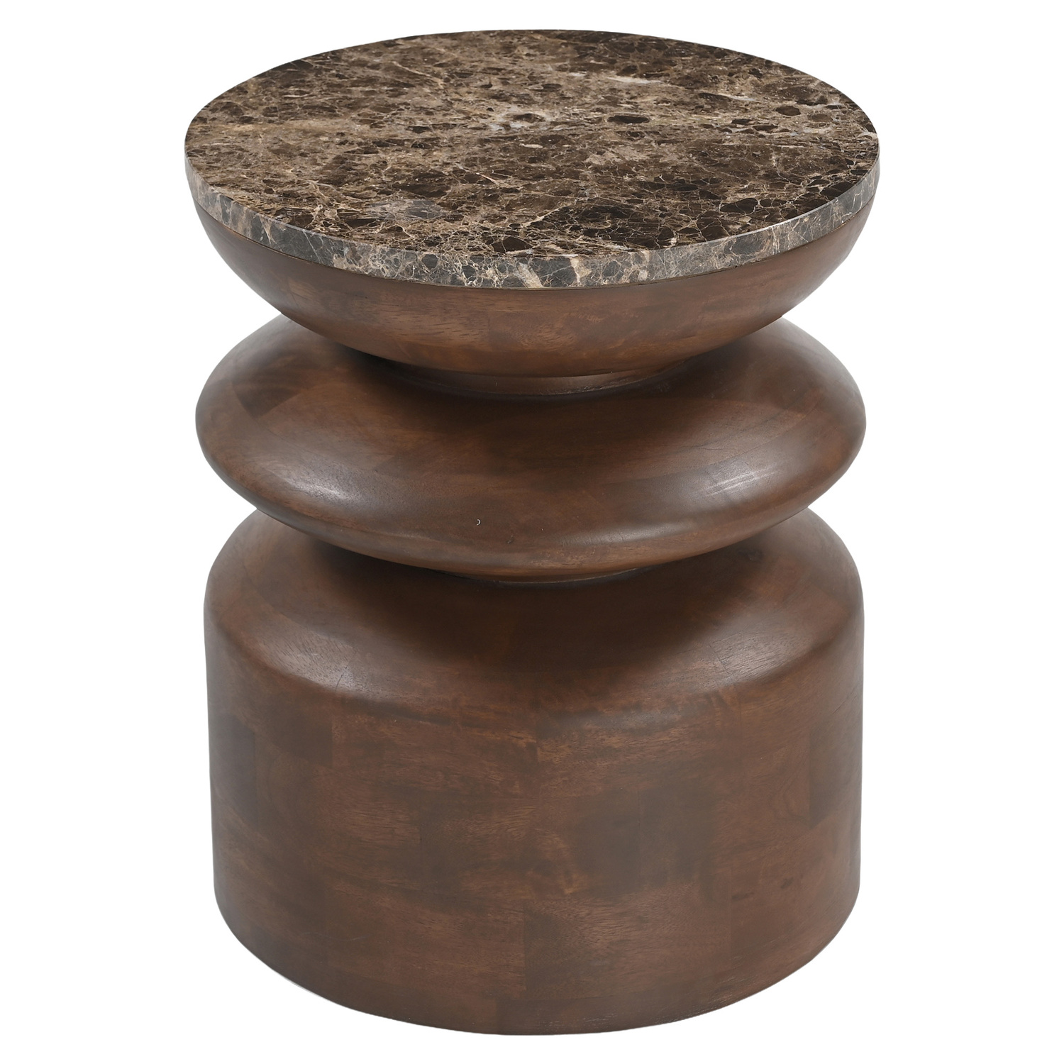 Eliza Emperador Marble & Mango Wood Side Table