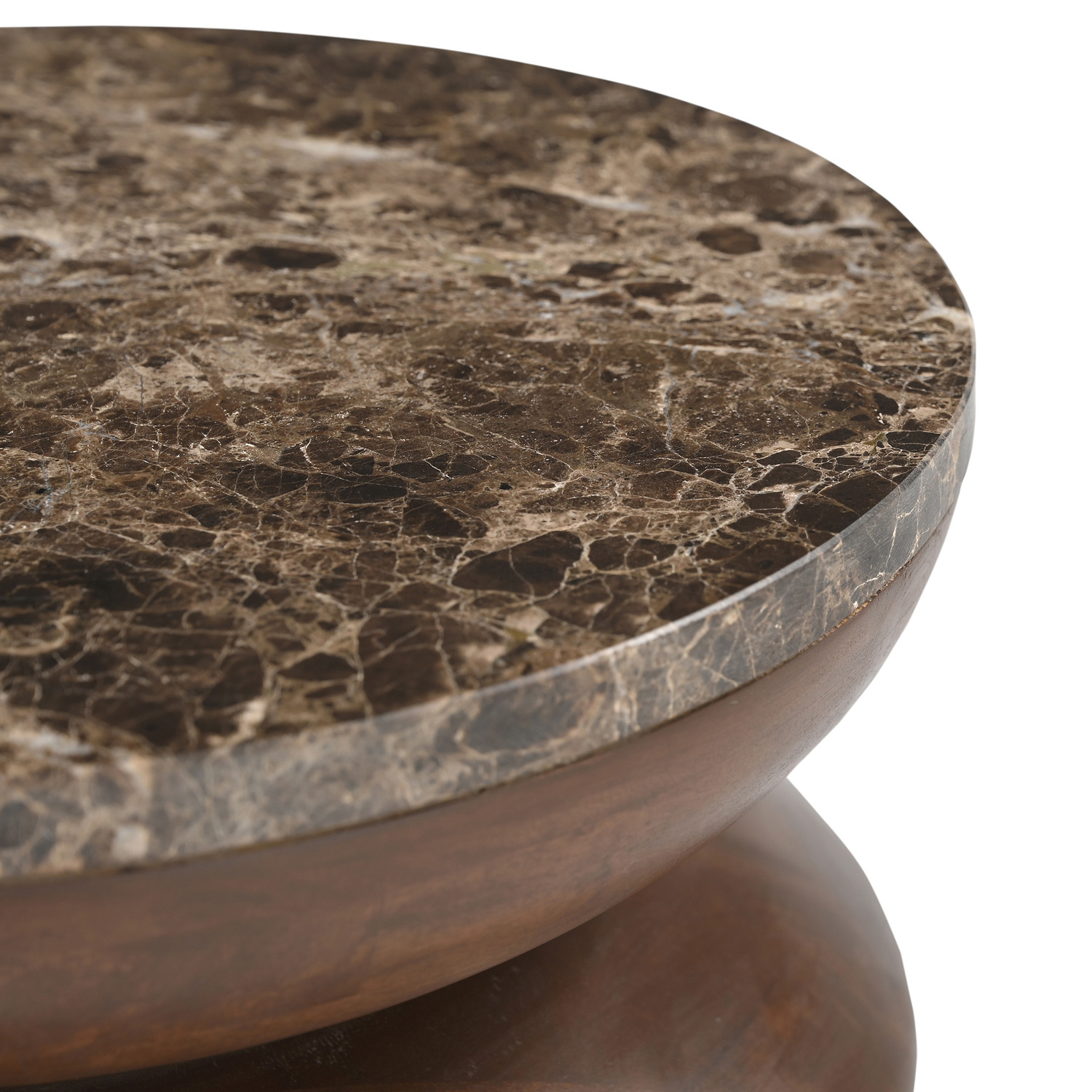 Eliza Emperador Marble & Mango Wood Side Table