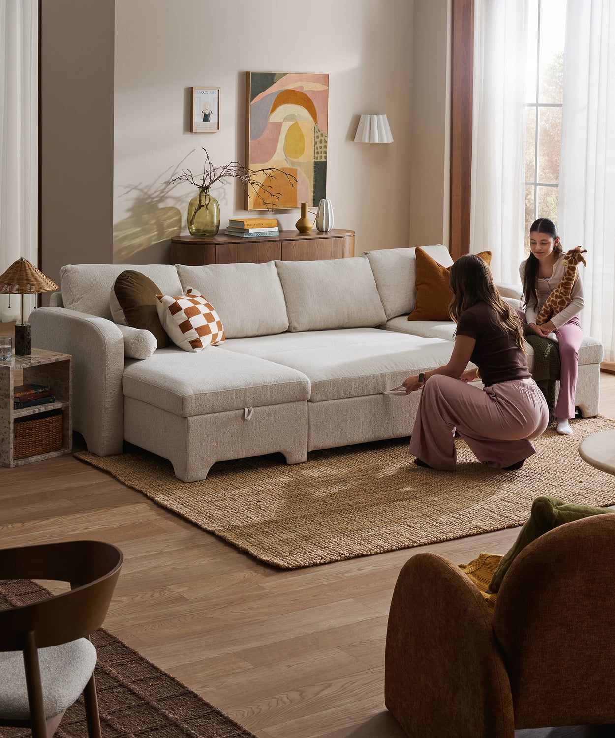 Frida 4 Seater Storage Sofa Bed with Double Chaise