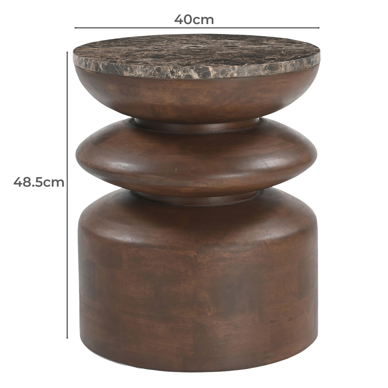 Eliza Emperador Marble & Mango Wood Side Table