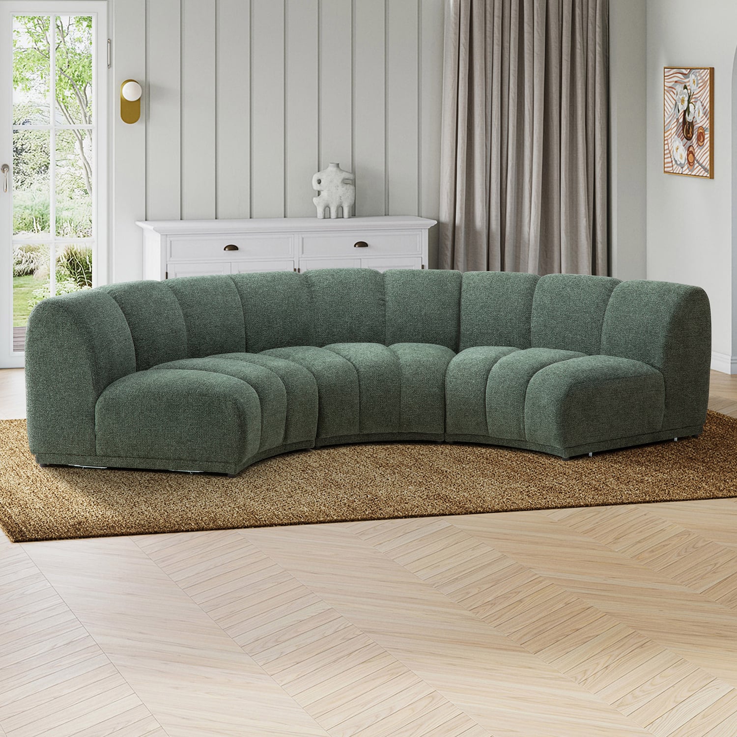 Arco Curved 3 Seater Chenille Modular Sofa
