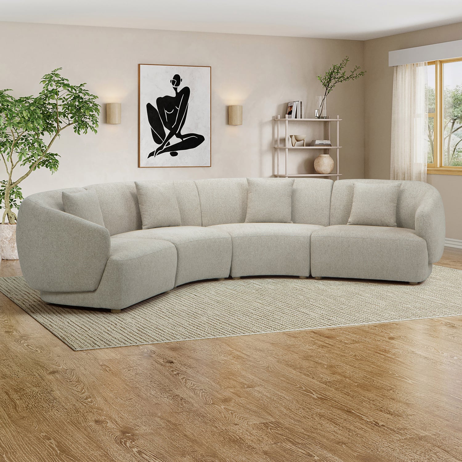Crescent 4 Seater Chenille Modular Sofa