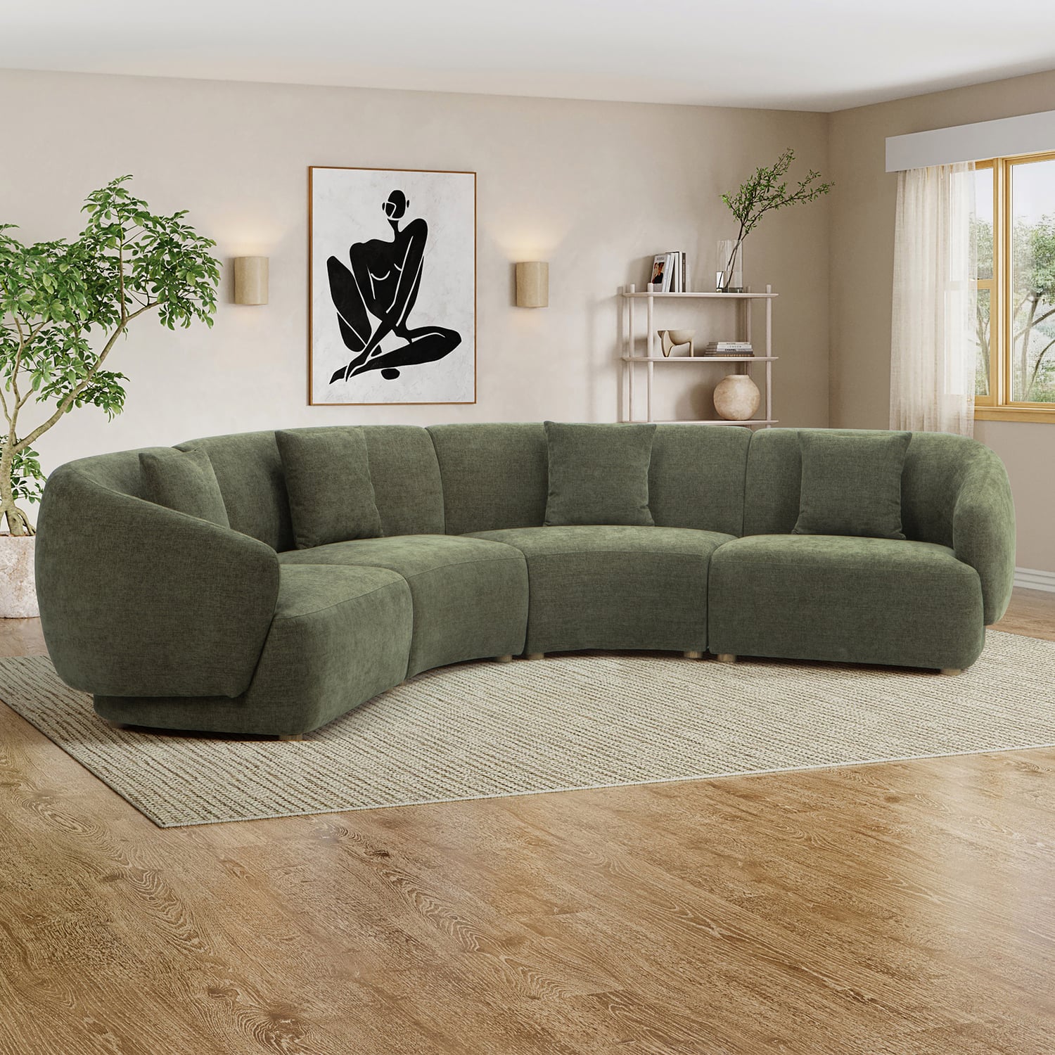Crescent 4 Seater Chenille Modular Sofa