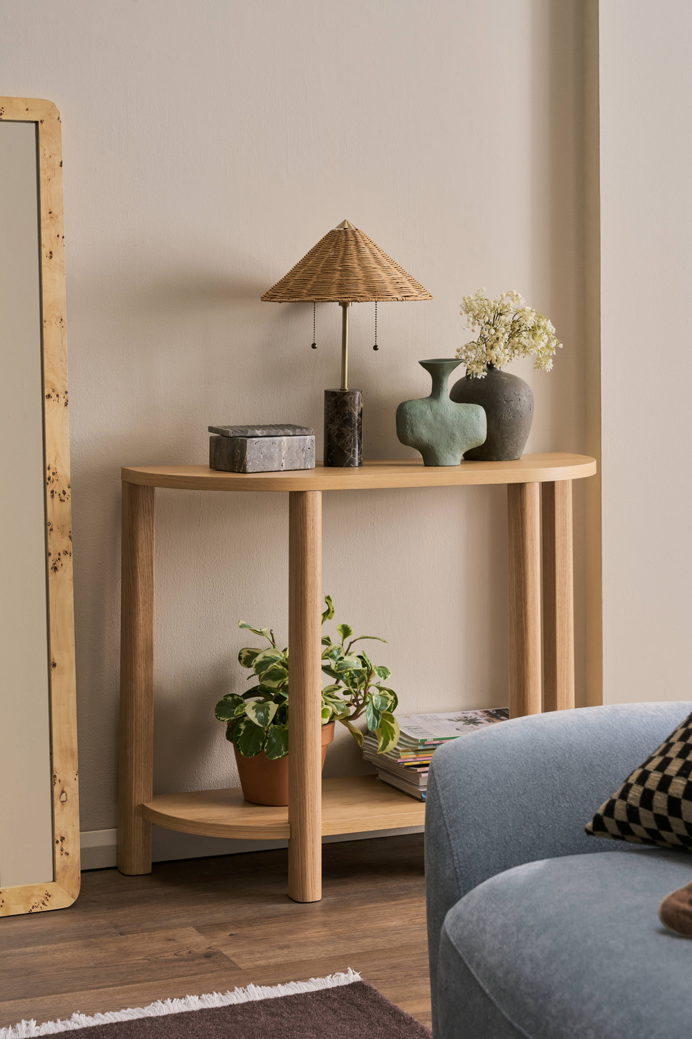 Tove Marble & Rattan Table Lamp