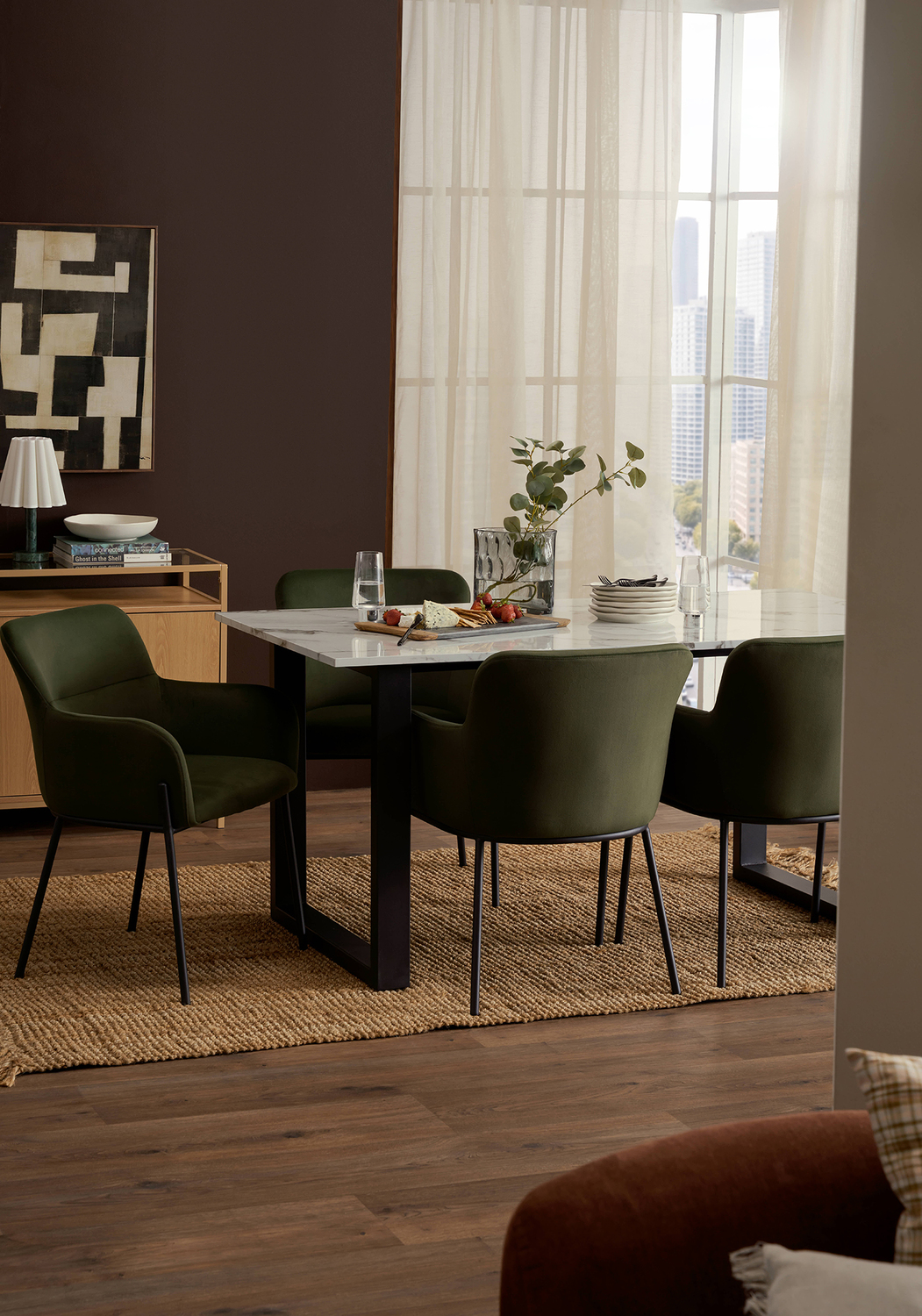Charlie Ski-Leg Faux Marble Dining Table