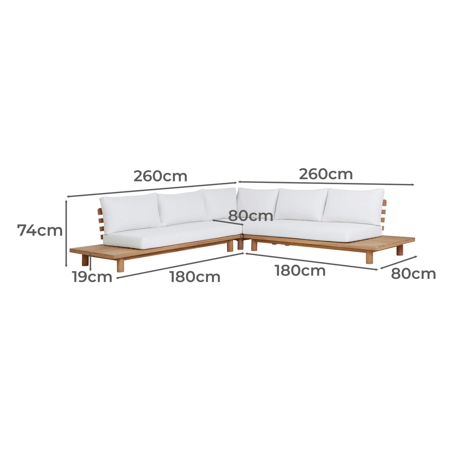 5 Seater Clifton Acacia Wood Outdoor Modular Lounge Set