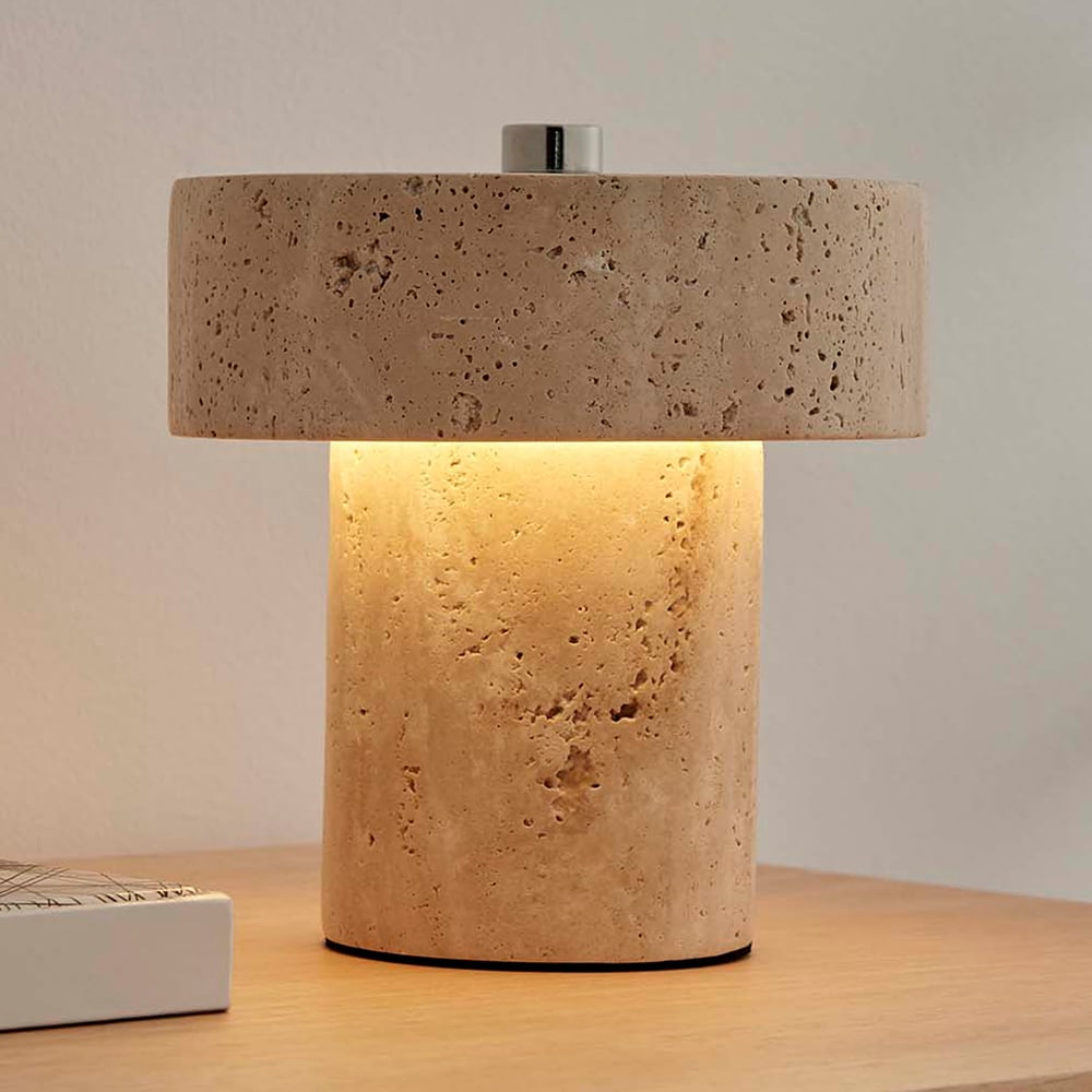 Piper Travertine LED Table Lamp