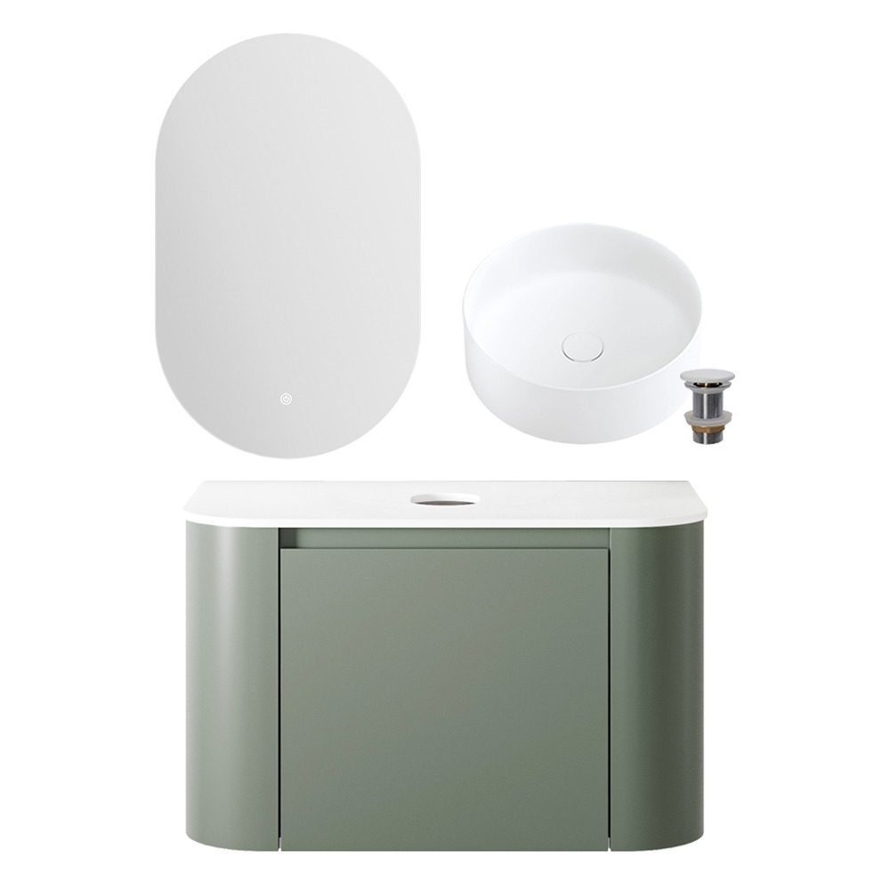 Leon 750mm Wall-Hung Vanity Basin & LED Mirror Package