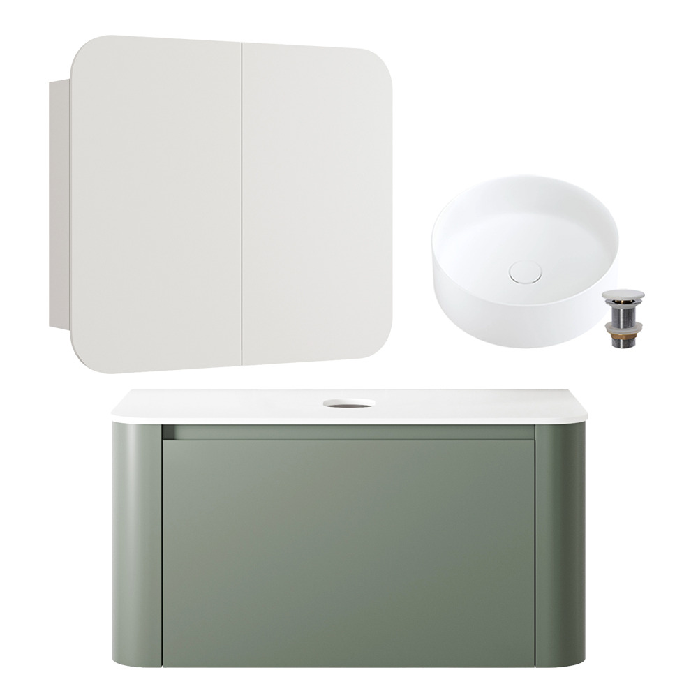 Leon 900mm Wall-Hung Vanity Basin & Shaving Cabinet Package