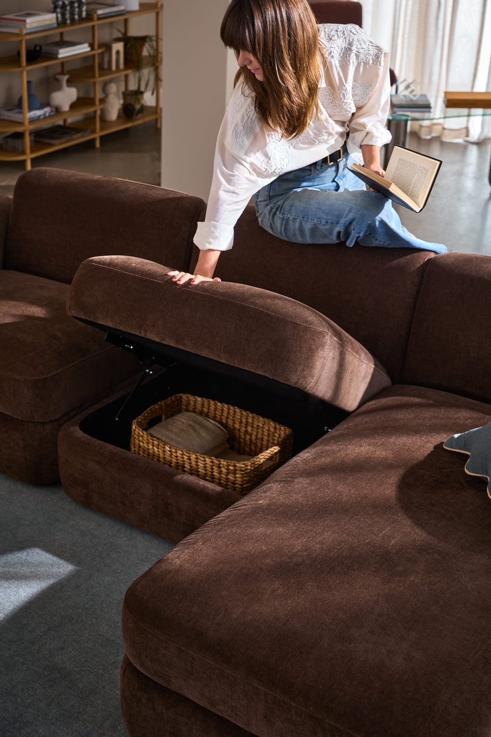 Cora 3 Seater Modular Sofa with Chaise & Storage