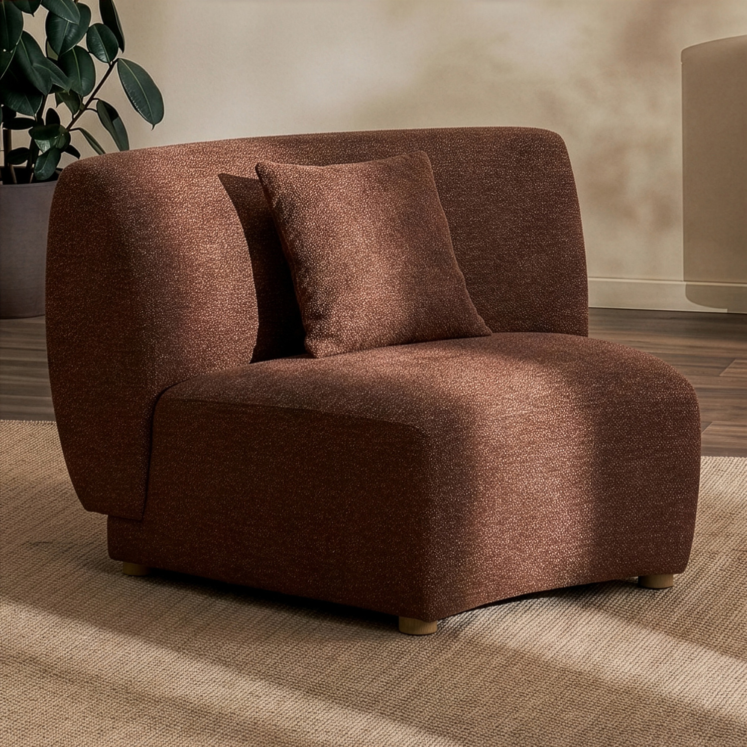 Cescent Wedge Chenille Armless Chair