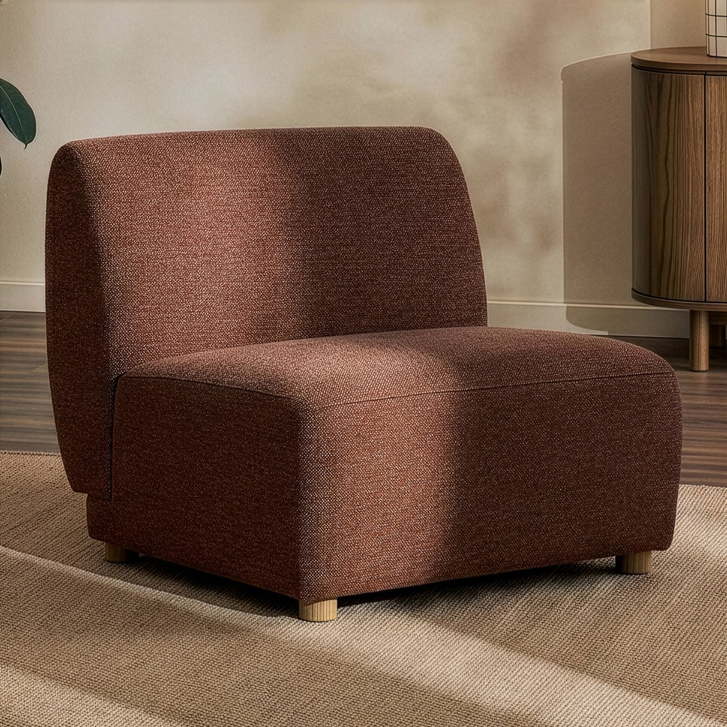 Crescent Chenille Armless Chair