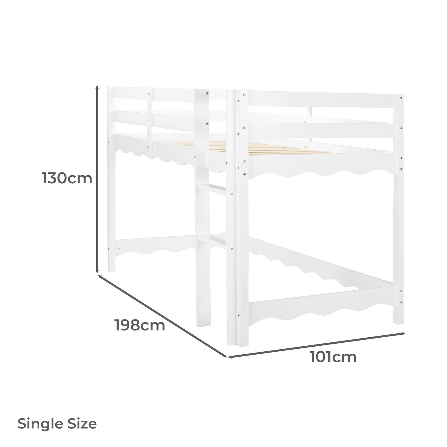 Wavy Pine Wood Loft Bed