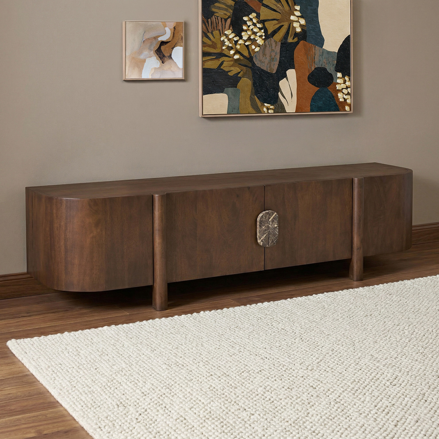 Laila Mango Wood & Marble TV Unit