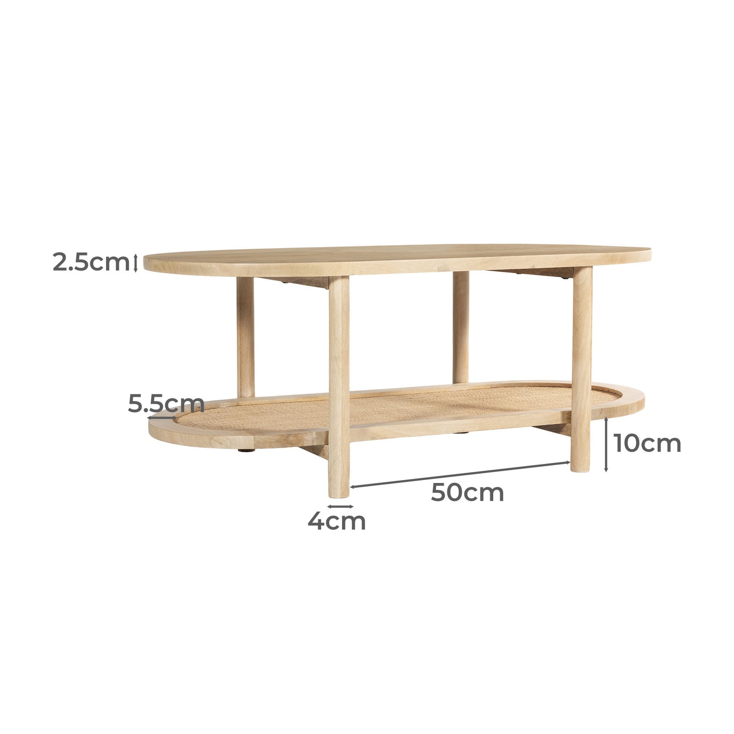 Natural Anya Mango Wood & Rattan Coffee Table