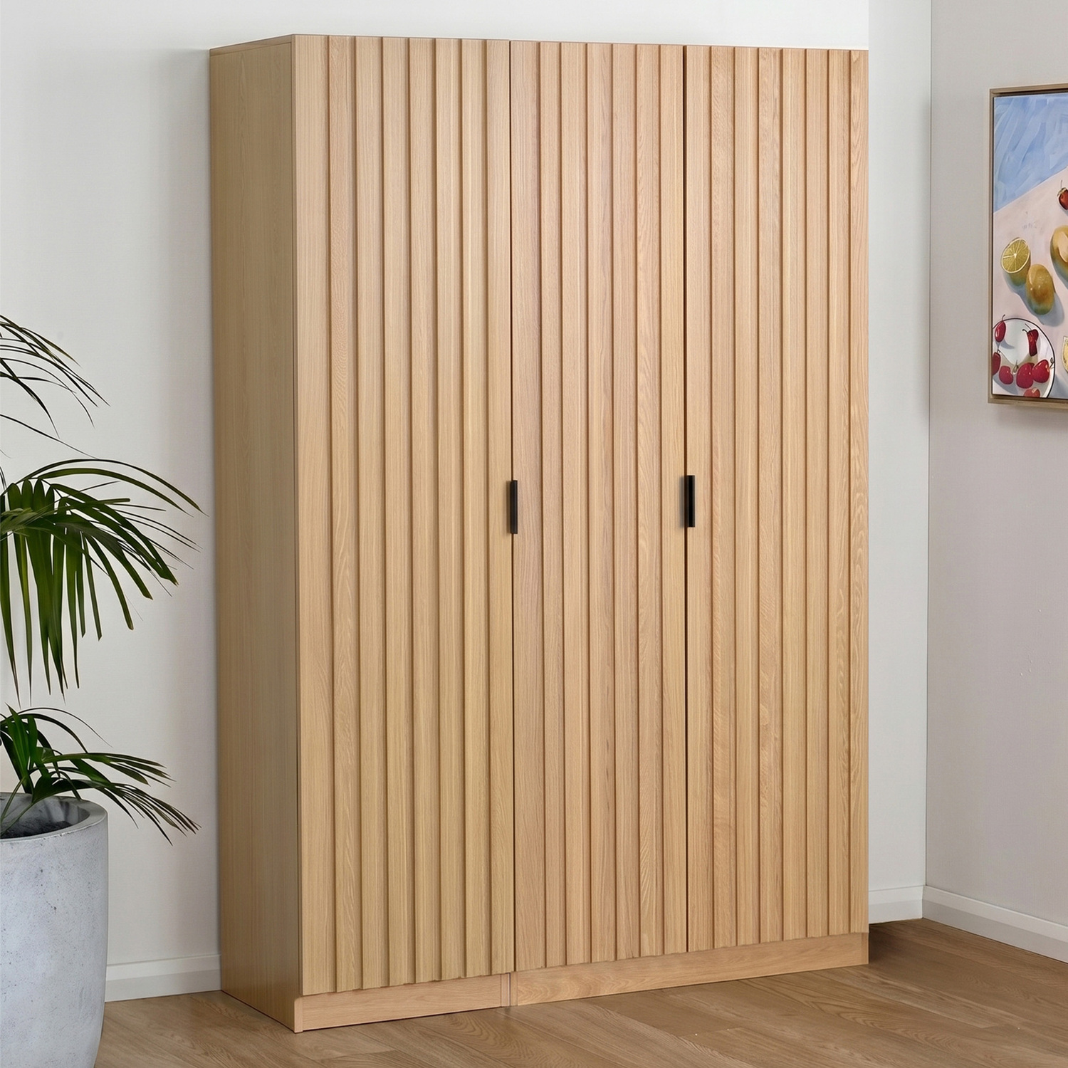 Hatty Slatted 3 Door Cupboard Set