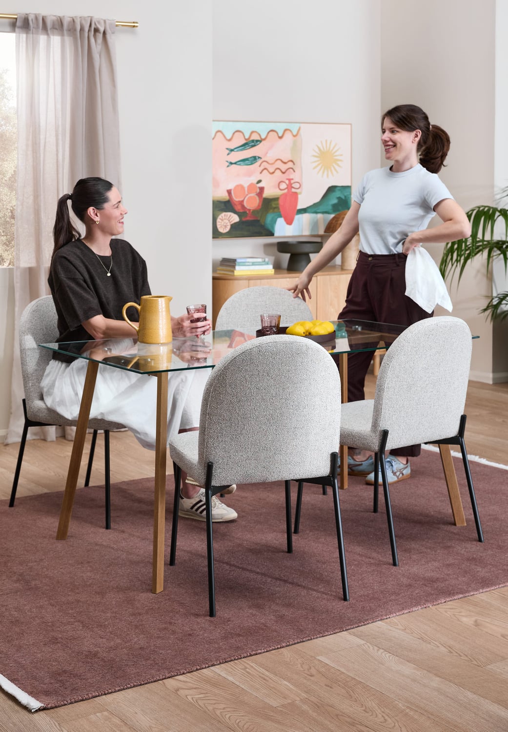 Hayden Glass Dining Table & Herb Dining Chair Set