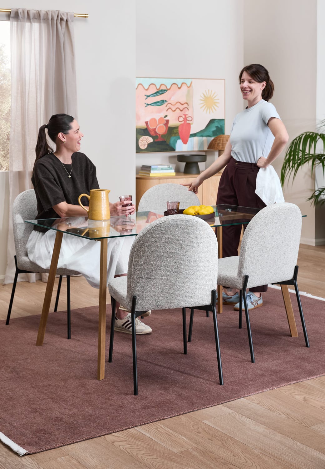 Hayden Glass Dining Table & Herb Dining Chair Set
