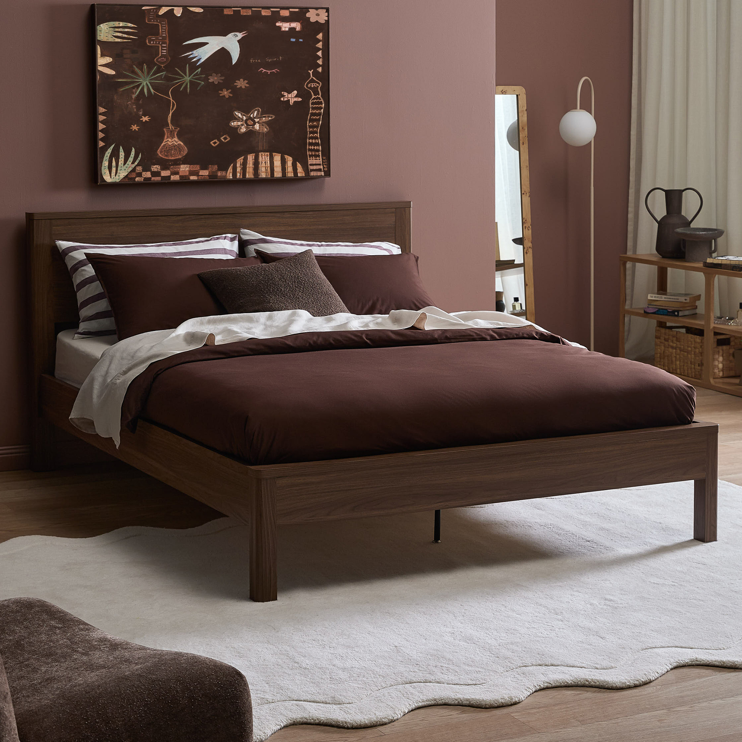 Walnut Rupert Queen Bed Frame
