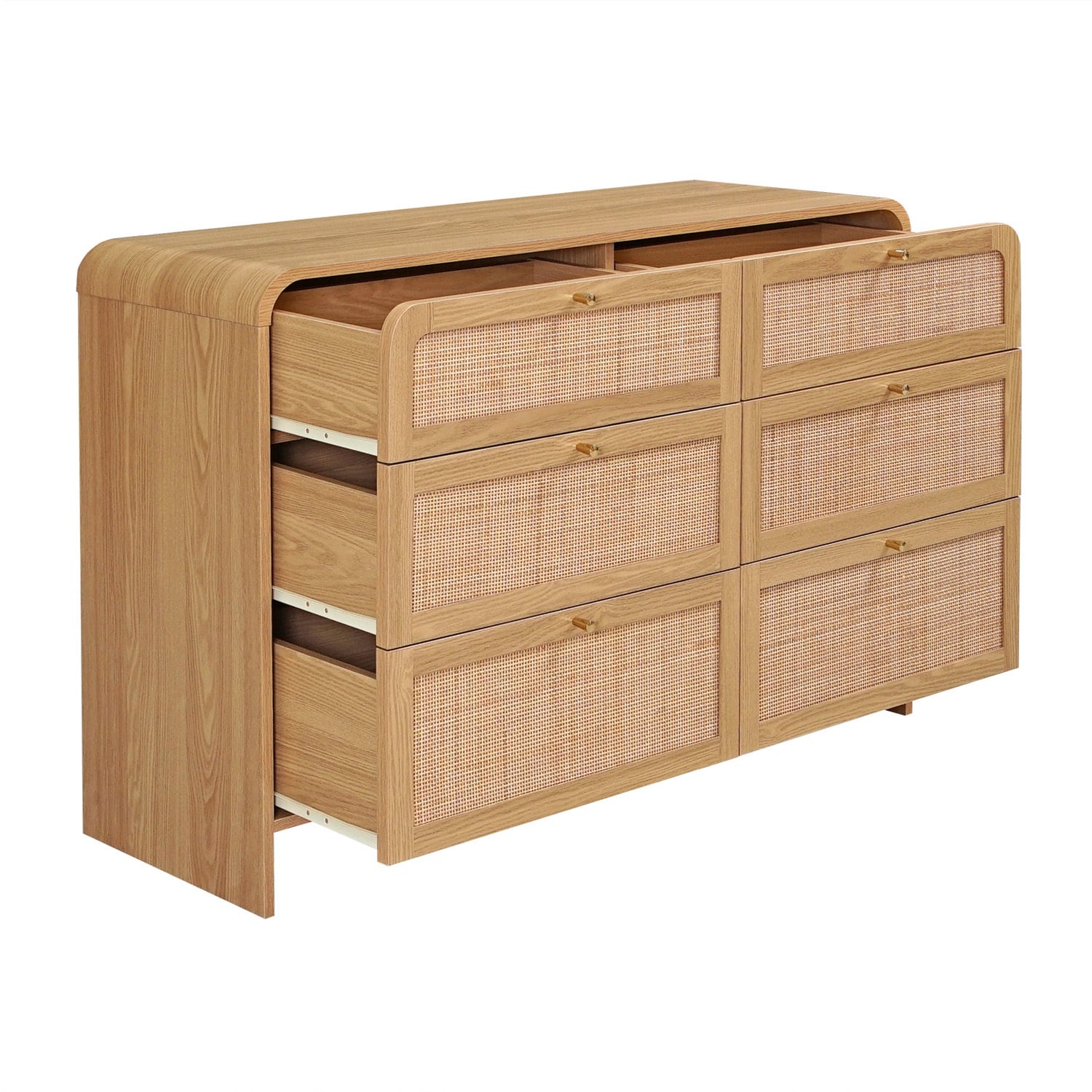 Maxine Curved Rattan 6 Drawer Chest