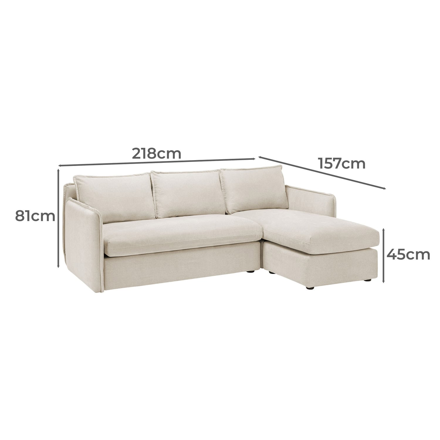 Thea 3 Seater Sofa with Reversible Chaise