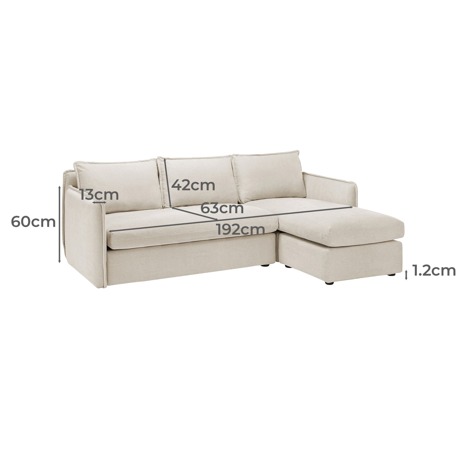 Thea 3 Seater Sofa with Reversible Chaise