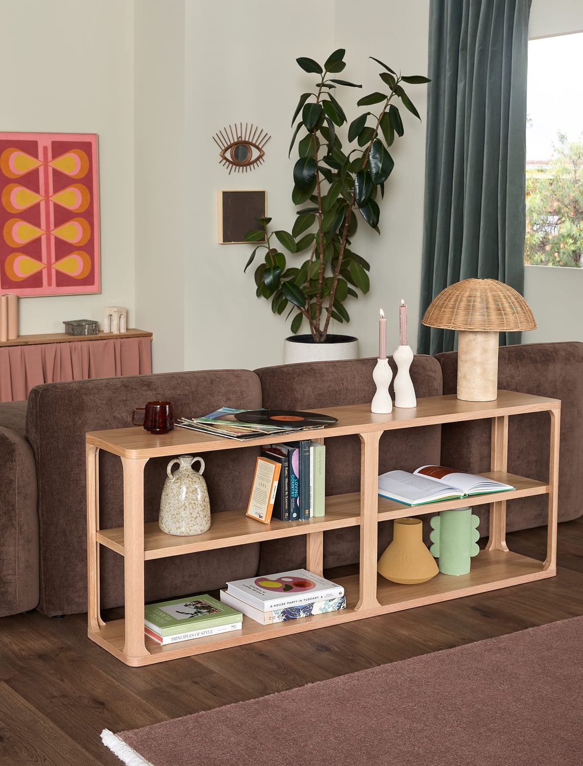 Sally 3 Tier Oak Wood Console Table