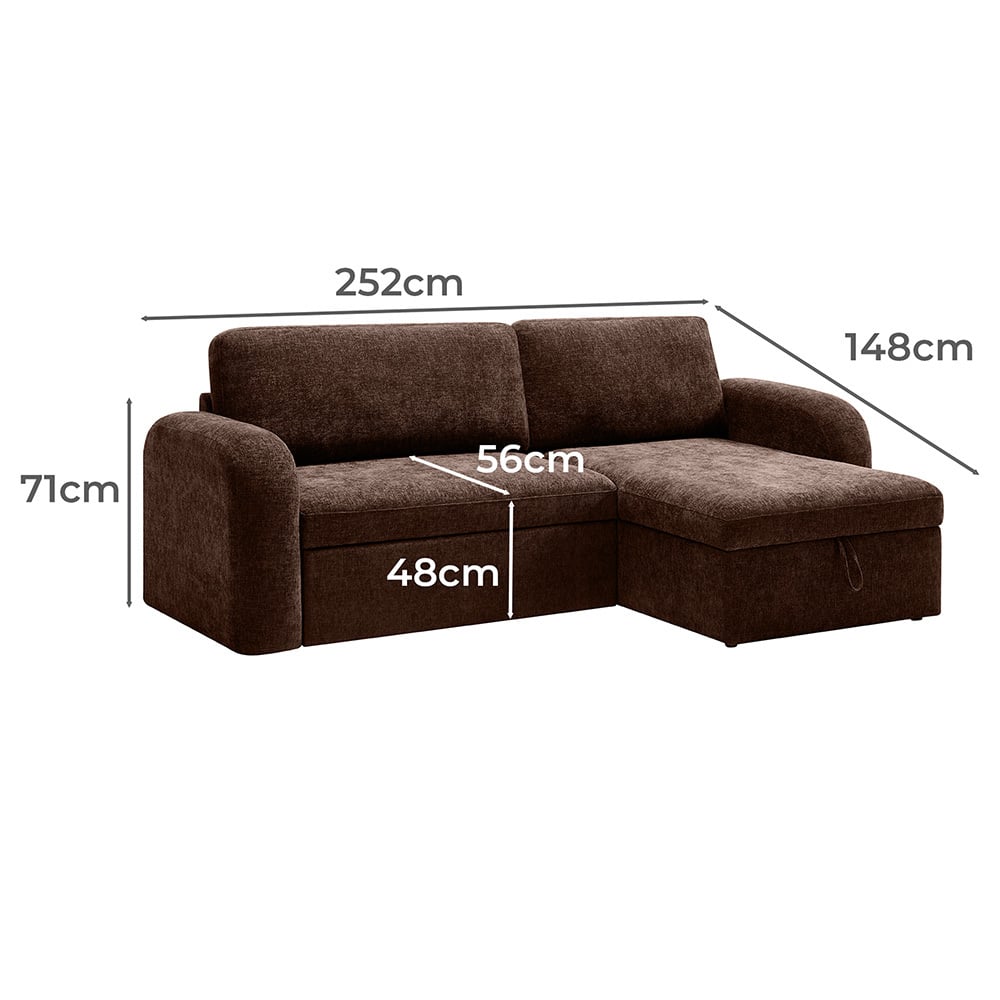Maia 4 Seater Double Storage Sofa Bed with Reversible Chaise