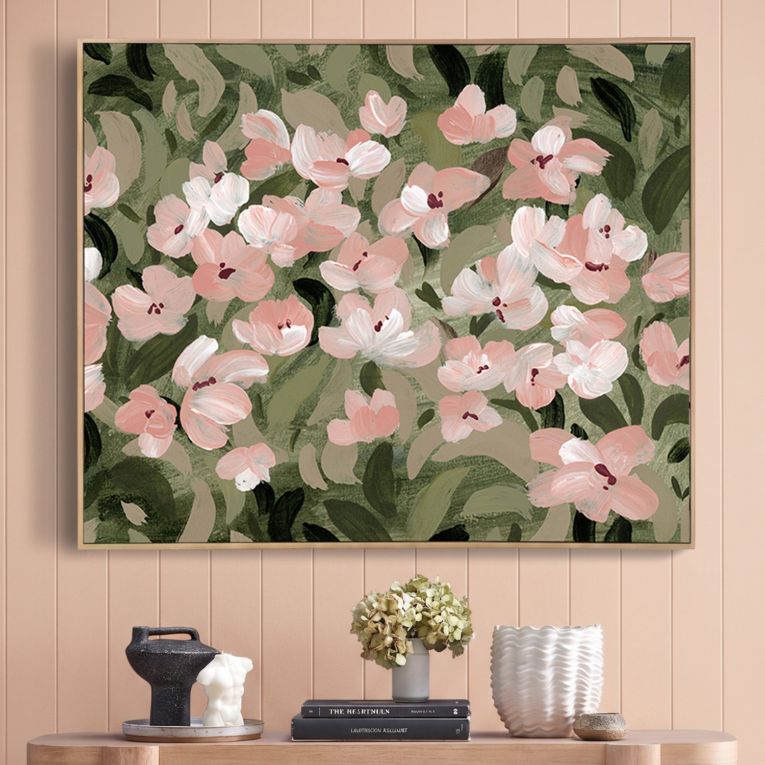 Pink Petals Framed Canvas Wall Art