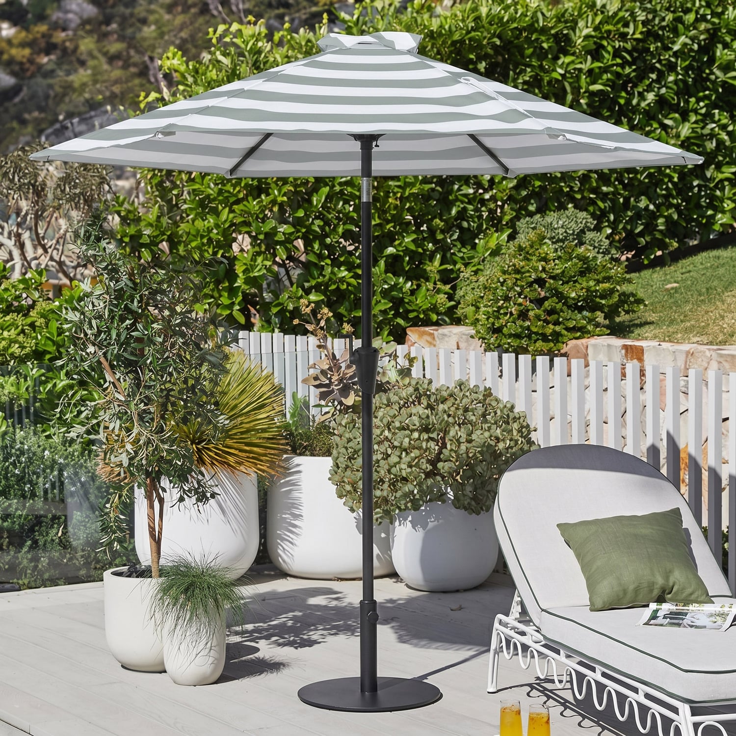 2.2m Striped Brighton Market Umbrella