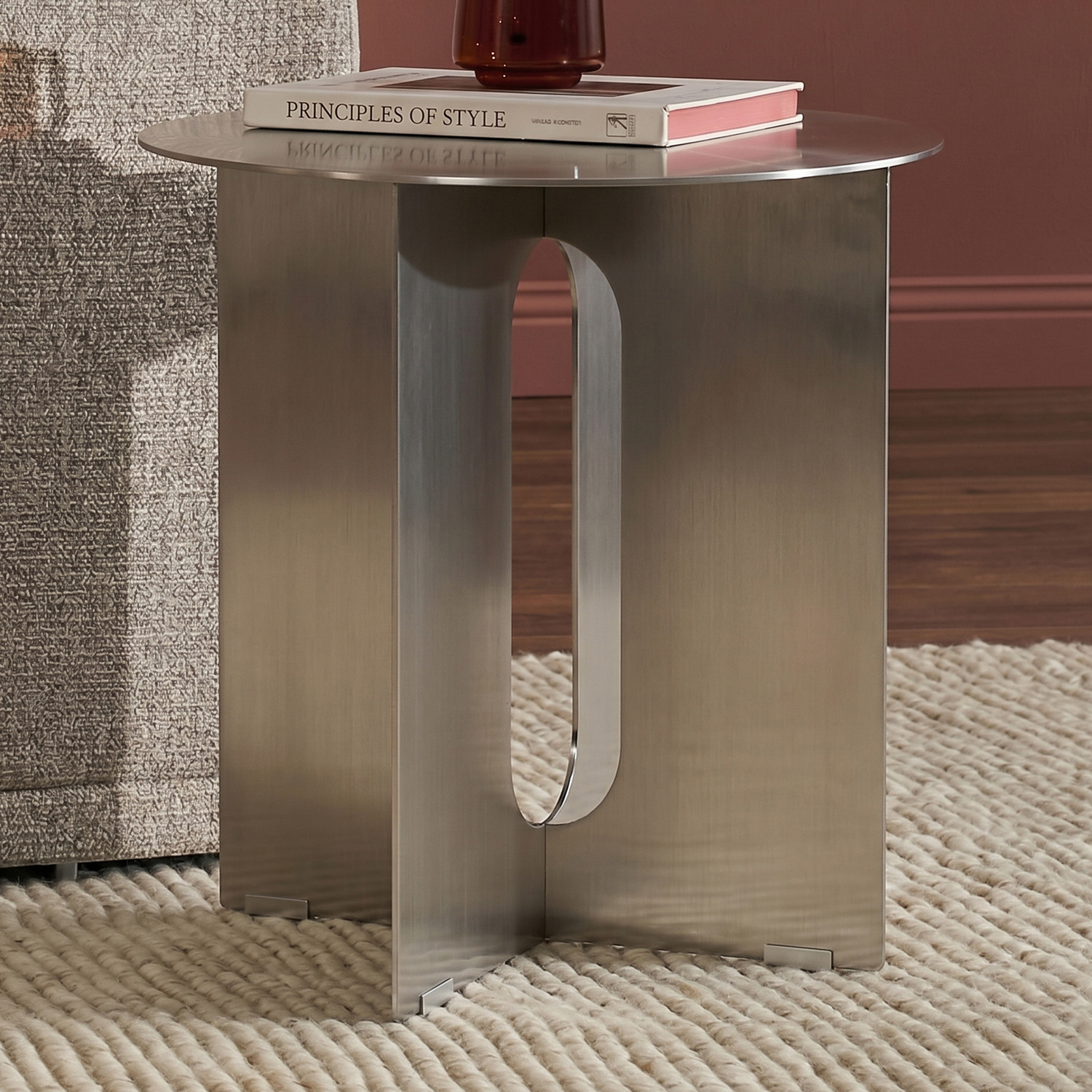 Beni Brushed Stainless Steel Side Table